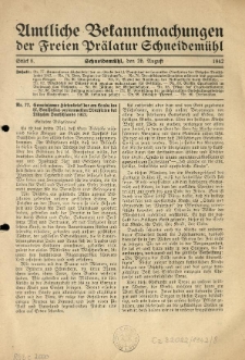Amtliche Bekanntmachungen der Freien Pr&auml;latur Schneidem&uuml;hl. 1942.08.26 St&uuml;ck 8