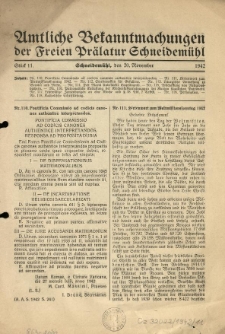 Amtliche Bekanntmachungen der Freien Pr&auml;latur Schneidem&uuml;hl. 1942.11.20 St&uuml;ck 11