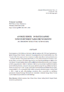 Andrzej Hertil - bohater zapiski nowotoruńskiej tabliczki woskowej ze zbiorów Biblioteki Kórnickiej. Pamiętnik Biblioteki Kórnickiej. Z.41