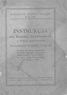 Instrukcja dla Komisyj Sędziowskich w działach gospodarczych Powszechnej Wystawy Krajowej