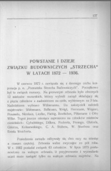 Powstanie i dzieje Związku Budowniczych „Strzecha” w latach 1872-1936