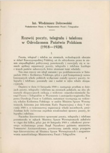 Rozwój poczty, telegrafu i telefonu w Odrodzonem Państwie Polskiem
