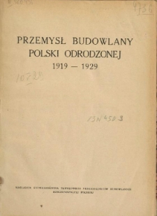 Przemysł budowlany Polski Odrodzonej 1919-1929