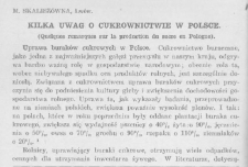 Kilka uwag o cukrownictwie w Polsce
