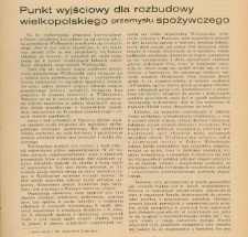 Punkt wyjściowy dla rozbudowy wielkopolskiego przemysłu spożywczego