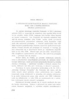 O finansach komunalnych miasta Poznania roku 1780 i współczesnych (stydium porównawcze)