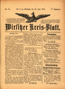Wirsitzer Kreis-Blatt: herausgegeben vom Königlichen Landraths-Amte 1901.06.26 Jg.57 Nr49