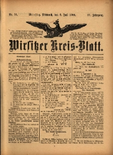 Wirsitzer Kreis-Blatt: herausgegeben vom Königlichen Landraths-Amte 1901.07.03 Jg.57 Nr51