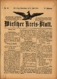 Wirsitzer Kreis-Blatt: herausgegeben vom Königlichen Landraths-Amte 1901.07.06 Jg.57 Nr52