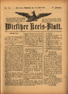Wirsitzer Kreis-Blatt: herausgegeben vom Königlichen Landraths-Amte 1901.07.10 Jg.57 Nr53