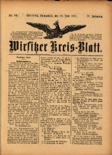 Wirsitzer Kreis-Blatt: herausgegeben vom Königlichen Landraths-Amte 1901.07.13 Jg.57 Nr54