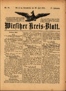 Wirsitzer Kreis-Blatt: herausgegeben vom Königlichen Landraths-Amte 1901.07.20 Jg.57 Nr56