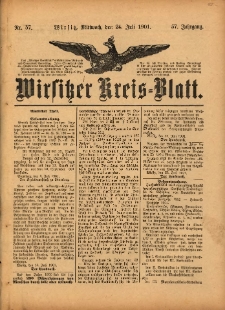 Wirsitzer Kreis-Blatt: herausgegeben vom Königlichen Landraths-Amte 1901.07.24 Jg.57 Nr57