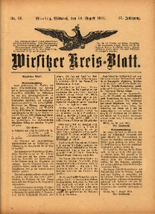 Wirsitzer Kreis-Blatt: herausgegeben vom Königlichen Landraths-Amte 1901.08.14 Jg.57 Nr63