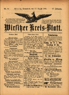 Wirsitzer Kreis-Blatt: herausgegeben vom Königlichen Landraths-Amte 1901.08.17 Jg.57 Nr64