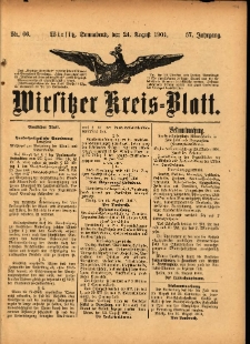 Wirsitzer Kreis-Blatt: herausgegeben vom Königlichen Landraths-Amte 1901.08.24 Jg.57 Nr66