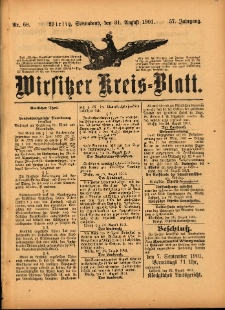 Wirsitzer Kreis-Blatt: herausgegeben vom Königlichen Landraths-Amte 1901.08.31 Jg.57 Nr68