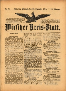 Wirsitzer Kreis-Blatt: herausgegeben vom Königlichen Landraths-Amte 1901.09.10 Jg.57 Nr71