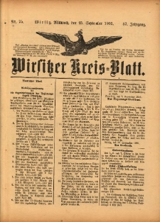 Wirsitzer Kreis-Blatt: herausgegeben vom Königlichen Landraths-Amte 1901.09.25 Jg.57 Nr75