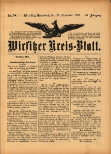 Wirsitzer Kreis-Blatt: herausgegeben vom Königlichen Landraths-Amte 1901.09.28 Jg.57 Nr76
