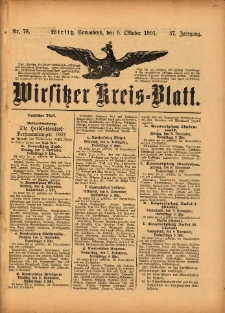 Wirsitzer Kreis-Blatt: herausgegeben vom Königlichen Landraths-Amte 1901.10.05 Jg.57 Nr78