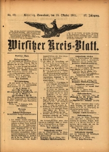 Wirsitzer Kreis-Blatt: herausgegeben vom Königlichen Landraths-Amte 1901.10.19 Jg.57 Nr82