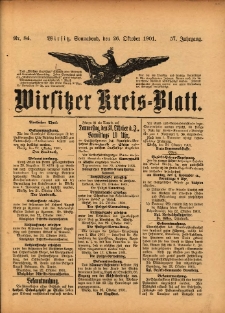 Wirsitzer Kreis-Blatt: herausgegeben vom Königlichen Landraths-Amte 1901.10.26 Jg.57 Nr84