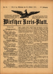 Wirsitzer Kreis-Blatt: herausgegeben vom Königlichen Landraths-Amte 1901.10.30 Jg.57 Nr85