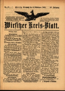Wirsitzer Kreis-Blatt: herausgegeben vom Königlichen Landraths-Amte 1901.11.06 Jg.57 Nr87