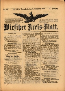 Wirsitzer Kreis-Blatt: herausgegeben vom Königlichen Landraths-Amte 1901.11.09 Jg.57 Nr88