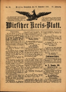 Wirsitzer Kreis-Blatt: herausgegeben vom Königlichen Landraths-Amte 1901.11.16 Jg.57 Nr90