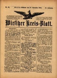 Wirsitzer Kreis-Blatt: herausgegeben vom Königlichen Landraths-Amte 1901.11.27 Jg.57 Nr93