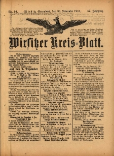 Wirsitzer Kreis-Blatt: herausgegeben vom Königlichen Landraths-Amte 1901.11.30 Jg.57 Nr94