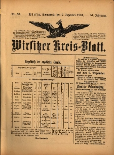 Wirsitzer Kreis-Blatt: herausgegeben vom Königlichen Landraths-Amte 1901.12.07 Jg.57 Nr96