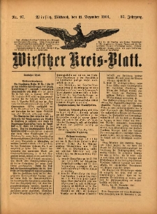 Wirsitzer Kreis-Blatt: herausgegeben vom Königlichen Landraths-Amte 1901.12.11 Jg.57 Nr97