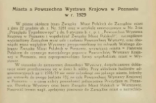 Miasta a Powszechna Wystawa Krajowa w Poznaniu w r. 1929