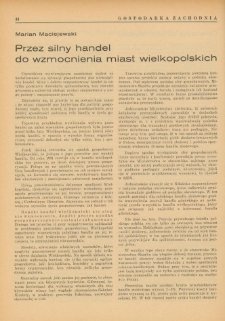 Przez silny handel do wzmocnienia miast wielkopolskich