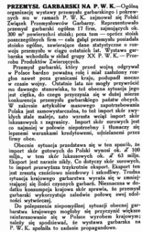 Przemysł garbarski na P.W.K. [Powszechnej Wystawie Krajowej]