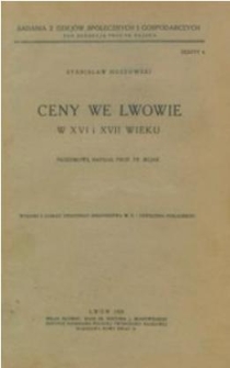 Ceny we Lwowie w XVI i XVII wieku