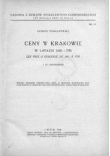 Ceny w Krakowie w latach 1601-1795