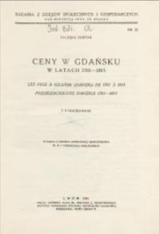 Ceny w Gdańsku w latach 1701-1815