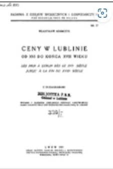 Ceny w Lublinie od XVI do końca XVIII wieku
