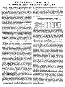 Kilka uwag o eksporcie a Powszechna Wystawa Krajowa