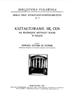 Kształtowanie się cen na ważniejsze artykuły rolne w Polsce