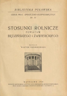 Stosunki rolnicze powiatów będzińskiego i zawierckiego