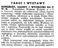 Wystawy czasowe, pokazy i przetargi na P.W.K. [Powszechnej Wystawie Krajowej]