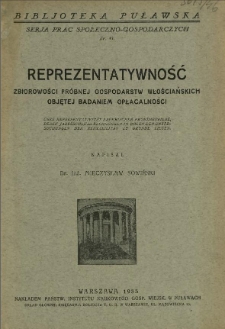 Reprezentatywność zbiorowości próbnej gospodarstw włościańskich objętej badaniem opłacalności