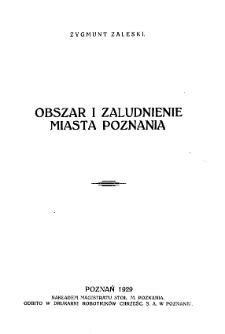 Obszar i zaludnienie miasta Poznania