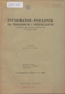 Informator-poradnik dla pracowników i ubezpieczonych z zakresu ubezpieczeń społecznych z tabelami
