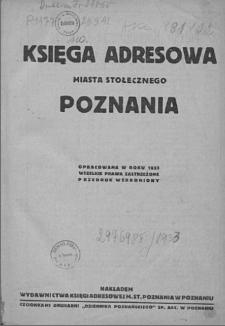 Księga adresowa miasta stołecznego Poznania na rok 1933